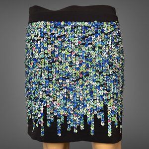 Ann Taylor Mini Skirt Sz 6P Decorated MultiColored Circles Lined High Rise